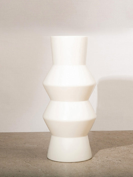 White Geometric Vase