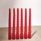 Red Spiral Twist Taper Candle Pack Of 6