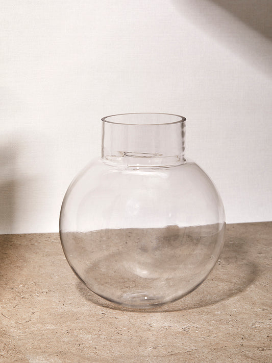 Clear Glass Round Bubble Vase