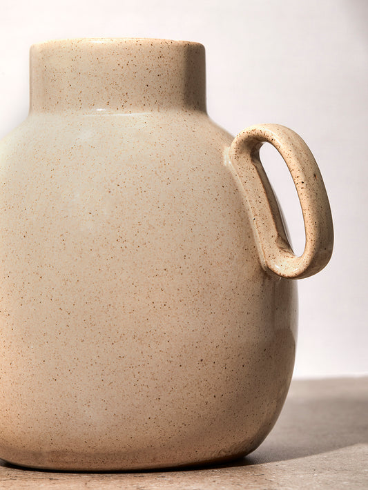 Beige Speckle Bubble Vase With Handle