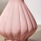 Light Pink Bell Bottom Ceramic Vase With Grooves