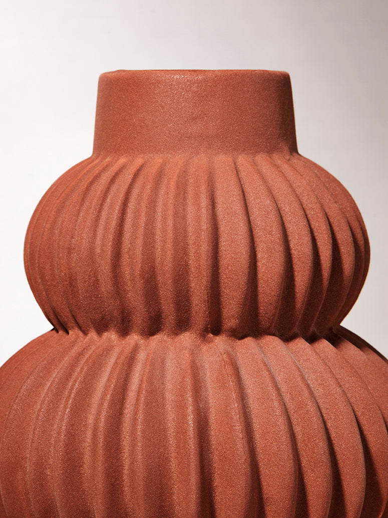 Terracotta Ribbed Vase