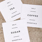 Pack Of 3 Essential Labels- Tea, Coffee & Sugar
